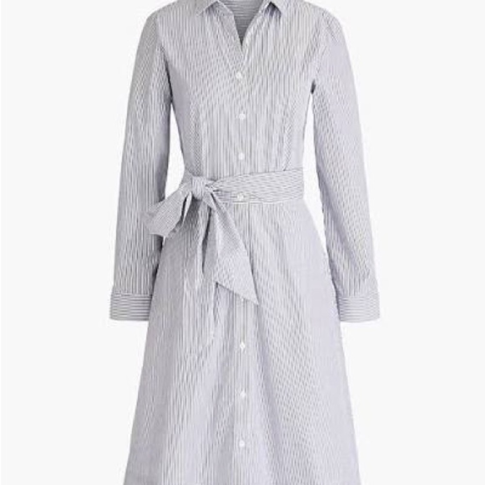 NWT J.Crew Factory Tie-waist shirt-dress in organic cotton poplin